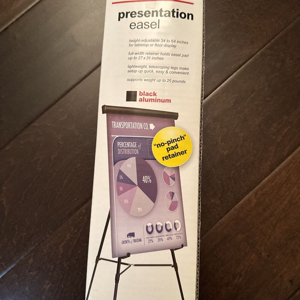 Office Depot Quick-Setup Display Easel-Item 630-103 Black  Aluminum 64” Max Hght